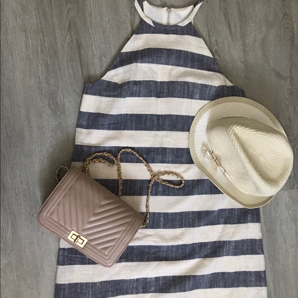 cotton dress stripped grey and white